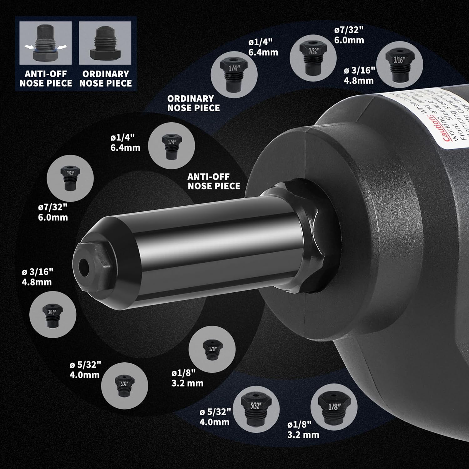 18V Brushless Rivet Gun, Battery Cordless Rivet Tool Compatible with Stainless Steel Rivets, Bare Machine Automatic Rivet Recoil with MWK Battery Converter, Portable Carrying Case